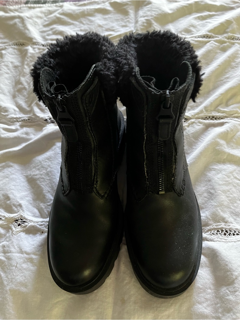 UGG Black Shearling-Lined Winter Zip Boots